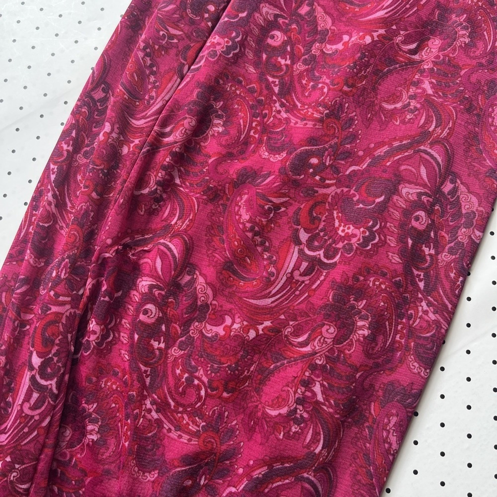 Vintage Y2K Fuchsia Paisley Slip Dress Maxi Dress Cowl Neck Bias Cut USA 11/12 - Picture 12 of 12